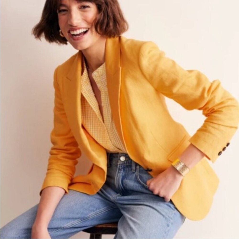 Boden Marylebone Linen Blazer in Artisan Gold Size US 10P